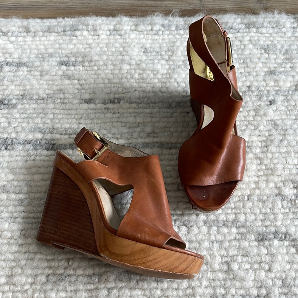 MICHAEL Michael Kors Brown/Cognac Platform Wedge - Size 8